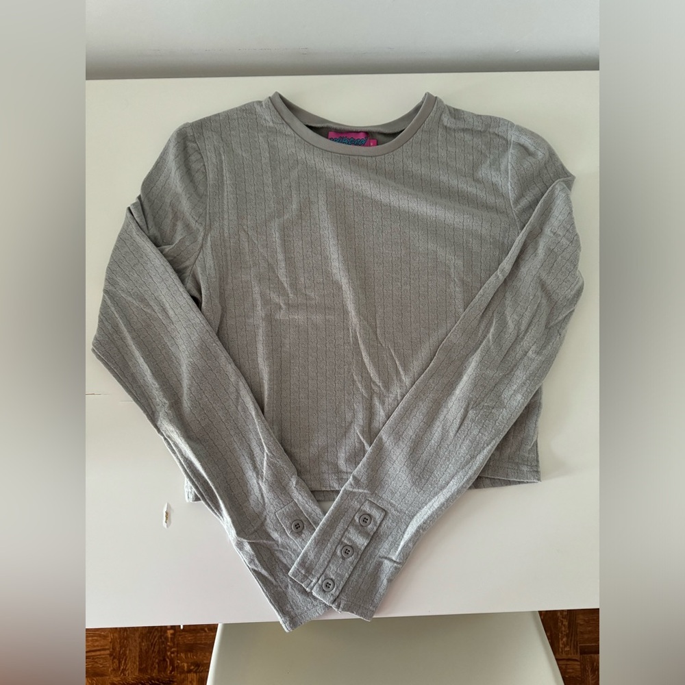 EDIKTED HOMEY POINTELLE LONG SLEEVE TSHIRT SIZE M IN GRAY - Picture 3 of 7
